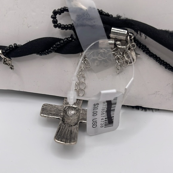 Free People Lola Cross Choker NWT in Black - Picture 3 of 5